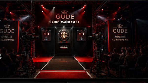 Gude Feature Match Arena mit Streaming-Kameras und Zuschauern